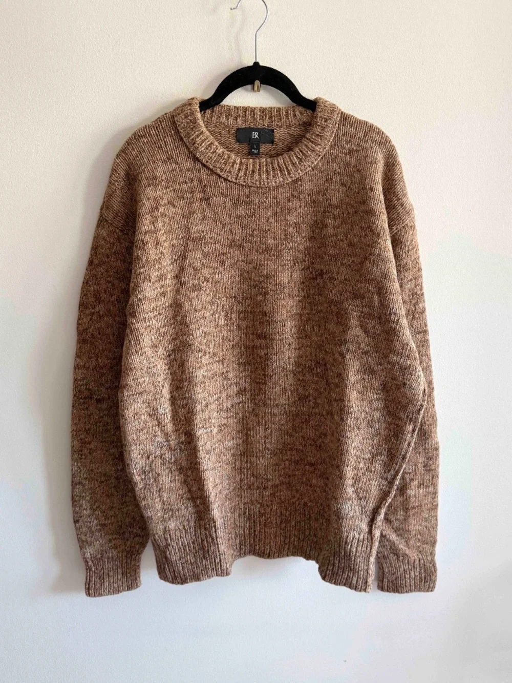 Banana Republic Marled Wool Blend Crew Neck Sweater Vicuna Brown XL